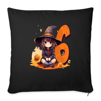 Witch Birthday Costume – Six Years - Sofa pillowcase 17,3'' x 17,3'' (45 x 45 cm) - black - Front