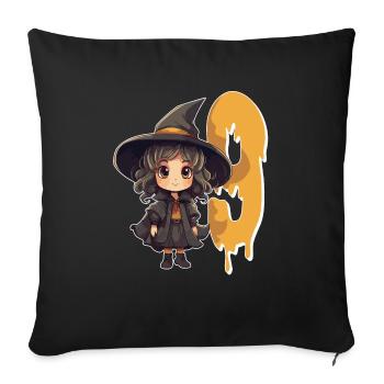 Witch Birthday Costume – Nine Years - Sofa pillowcase 17,3'' x 17,3'' (45 x 45 cm) - black - Front