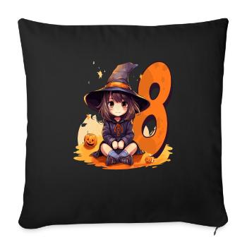 Witch Birthday Costume – Eight Years - Sofa pillowcase 17,3'' x 17,3'' (45 x 45 cm) - black - Front