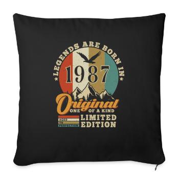 Original 1987 Cadeau D'anniversaire 1987 Authentic - Housse de coussin décorative 45 x 45 cm - noir - Devant