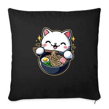 Anime Cat Ramen - Sofa pillowcase 17,3'' x 17,3'' (45 x 45 cm) - black - Front