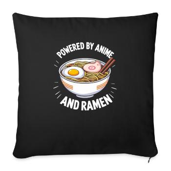 Powered By Anime And Ramen - Sofa pillowcase 17,3'' x 17,3'' (45 x 45 cm) - black - Front