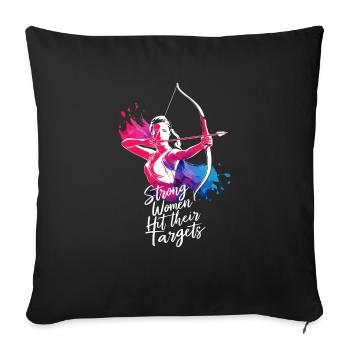 Strong women hit their targets Archery - Sofa pillowcase 17,3'' x 17,3'' (45 x 45 cm) - black - Front