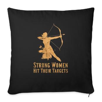 Strong women hit their targets Archery - Sofa pillowcase 17,3'' x 17,3'' (45 x 45 cm) - black - Front