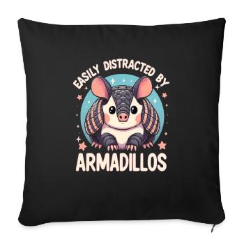 Leicht abgelenkt durch Armadillos Gürteltier - Sofakissenbezug 45 x 45 cm - Schwarz - Vorne