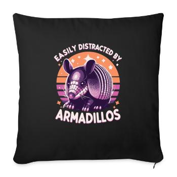 Leicht abgelenkt durch Armadillos Gürteltier - Sofakissenbezug 45 x 45 cm - Schwarz - Vorne