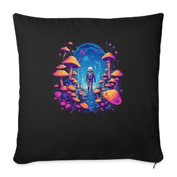 Astronaut Mushrooms - Sofa pillowcase 17,3'' x 17,3'' (45 x 45 cm) - black - Front