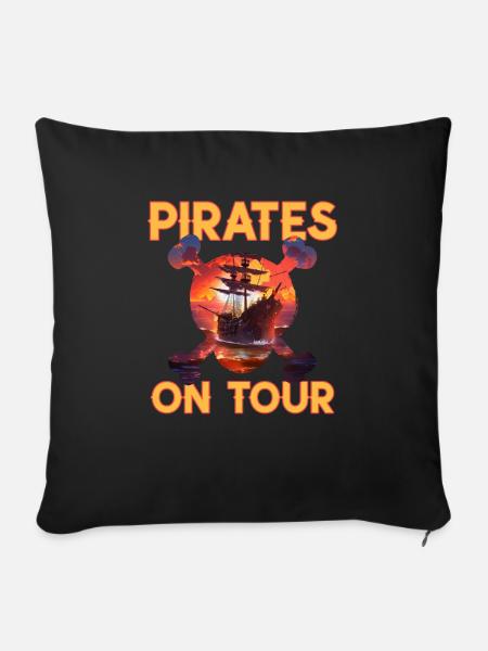 Piraten auf Tour - Piratenschiff - Sofakissenbezug 45 x 45 cm - Schwarz