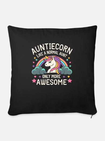 Auntiecorn Tante Einhorn - Sofakissenbezug 45 x 45 cm - Schwarz