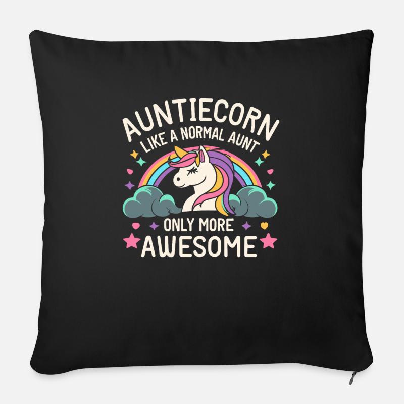 Auntiecorn Tante Einhorn - Sofakissenbezug 45 x 45 cm - Schwarz