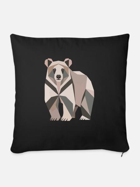 Bär Polygon - Sofakissenbezug 45 x 45 cm - Schwarz