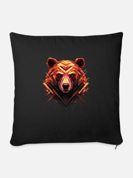 Bär Polygon - Sofakissenbezug 45 x 45 cm - Schwarz