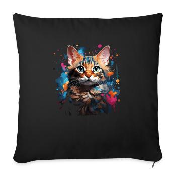 Bengal Cat - Sofa pillowcase 17,3'' x 17,3'' (45 x 45 cm) - black - Front