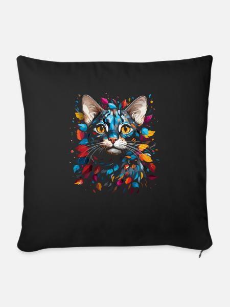 Bengal Katze - Sofakissenbezug 45 x 45 cm - Schwarz