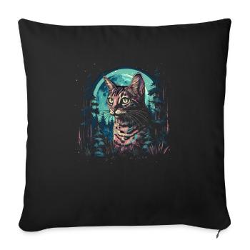 Bengal Cat - Sofa pillowcase 17,3'' x 17,3'' (45 x 45 cm) - black - Front