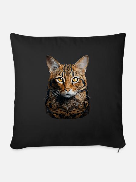 Bengal Katze - Sofakissenbezug 45 x 45 cm - Schwarz