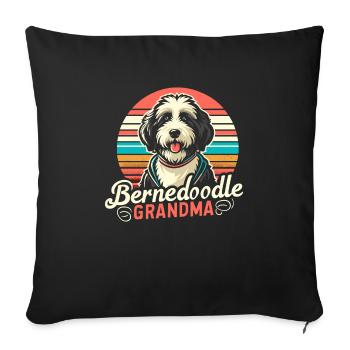 Bernedoodle Dog Grandma - Sofa pillowcase 17,3'' x 17,3'' (45 x 45 cm) - black - Front