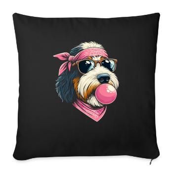 Bernedoodle Hund Kaugummi - Sofakissenbezug 45 x 45 cm - Schwarz - Vorne