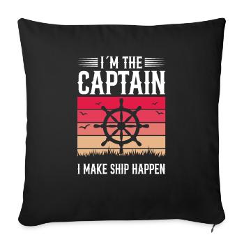Ship Yacht Boat Vintage Captain - Sofa pillowcase 17,3'' x 17,3'' (45 x 45 cm) - black - Front