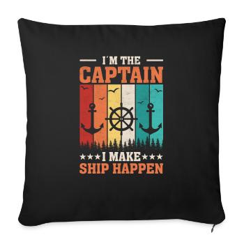 Ship Yacht Boat Vintage Captain - Sofa pillowcase 17,3'' x 17,3'' (45 x 45 cm) - black - Front