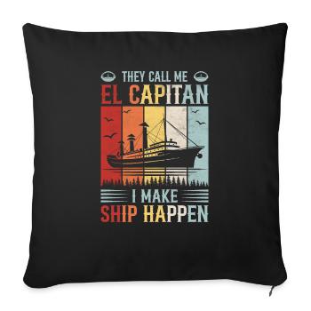 Retro Ship Boat Captain - Sofa pillowcase 17,3'' x 17,3'' (45 x 45 cm) - black - Front