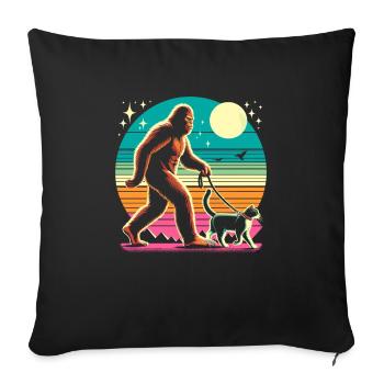 Chat Bigfoot - Housse de coussin décorative 45 x 45 cm - noir - Devant