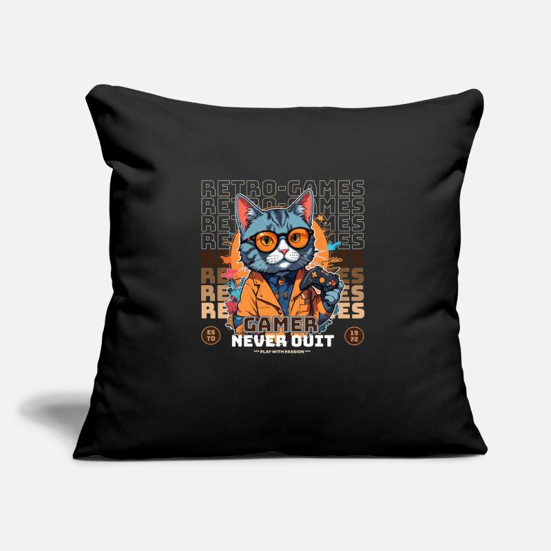 Retro Gamer Cat with Controller Console Games Sofa pillowcase 17,3'' x 17,3'' (45 x 45 cm)