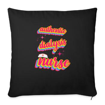 Authentische Dialyseschwester im Retro-Stil - Sofakissenbezug 45 x 45 cm - Schwarz - Vorne