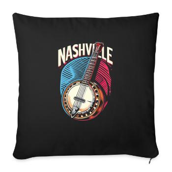 Banjo Guitar Bluegrass Music Nashville - Sofa pillowcase 17,3'' x 17,3'' (45 x 45 cm) - black - Front