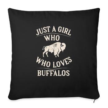 Nur ein Mädchen, das Buffalos liebt Büffel - Sofakissenbezug 45 x 45 cm - Schwarz - Vorne
