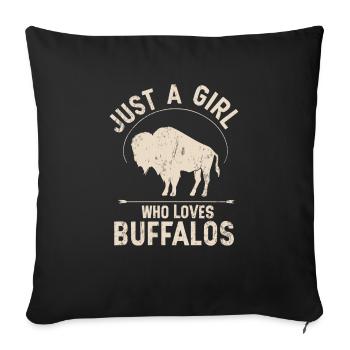 Nur ein Mädchen, das Buffalos liebt Büffel - Sofakissenbezug 45 x 45 cm - Schwarz - Vorne