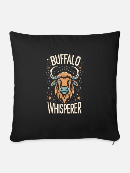 Buffalo Whisperer - Sofakissenbezug 45 x 45 cm - Schwarz