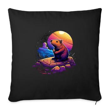 Capybara - Sofa pillowcase 17,3'' x 17,3'' (45 x 45 cm) - black - Front
