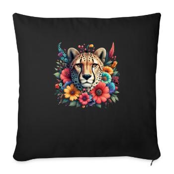 Cheetah Cheetah Flowers - Sofa pillowcase 17,3'' x 17,3'' (45 x 45 cm) - black - Front