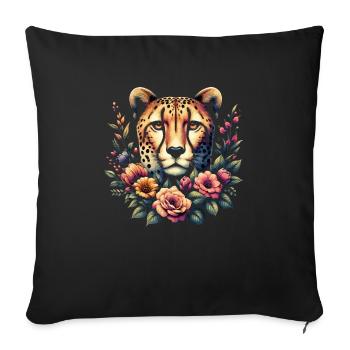 Cheetah Cheetah Flowers - Sofa pillowcase 17,3'' x 17,3'' (45 x 45 cm) - black - Front