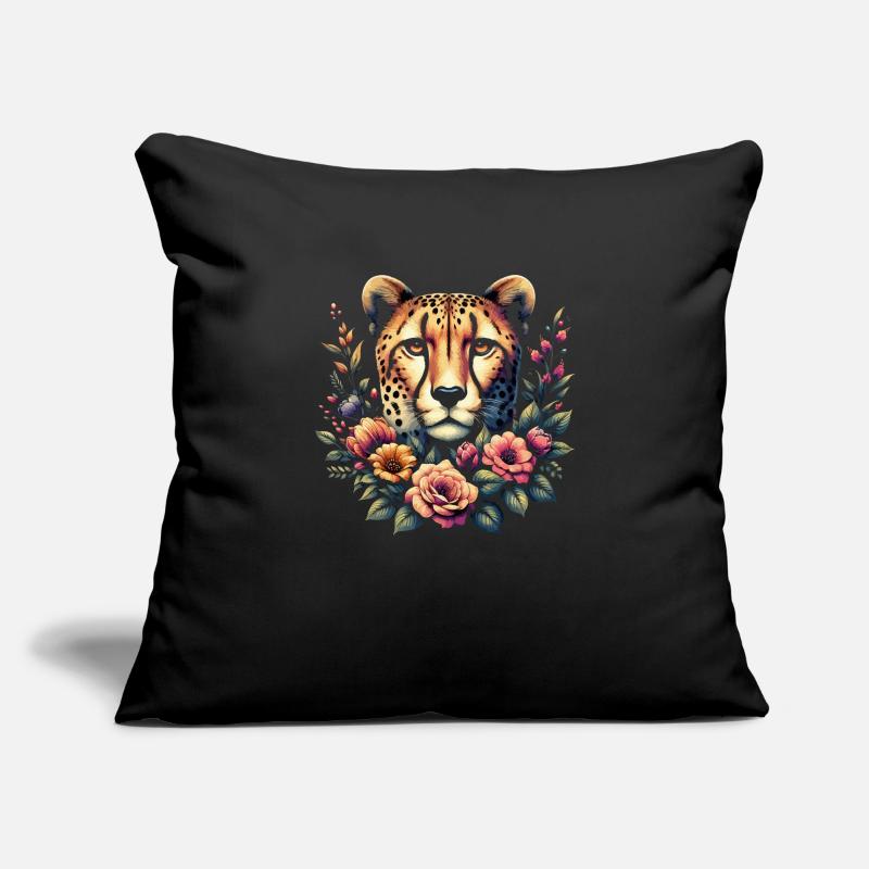 Guépard Fleurs de guépard Housse de coussin décorative 45 x 45 cm