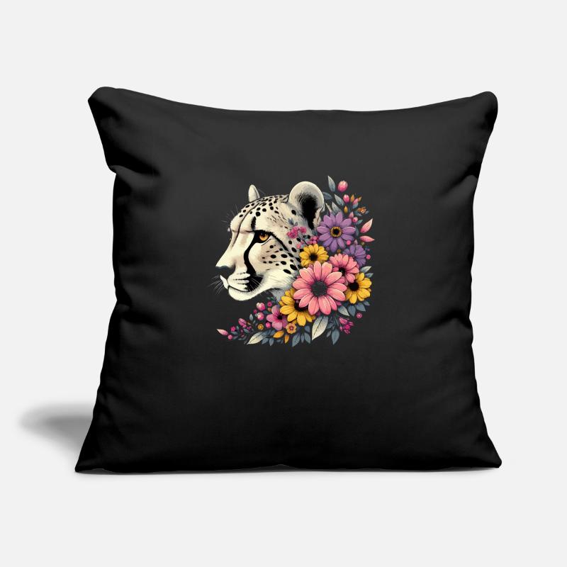 Guépard Fleurs de guépard Housse de coussin décorative 45 x 45 cm