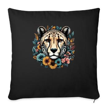 Cheetah Cheetah Flowers - Sofa pillowcase 17,3'' x 17,3'' (45 x 45 cm) - black - Front