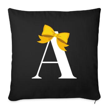 Yellow bow letter - Sofa pillowcase 17,3'' x 17,3'' (45 x 45 cm) - black - Front