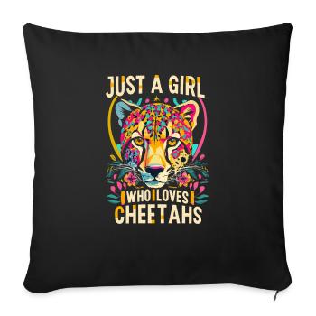 Just A Girl Who Loves Cheetahs Gepard - Sofa pillowcase 17,3'' x 17,3'' (45 x 45 cm) - black - Front