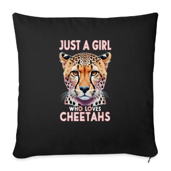 Juste une fille qui aime les guépards Gepard - Housse de coussin décorative 45 x 45 cm - noir - Devant