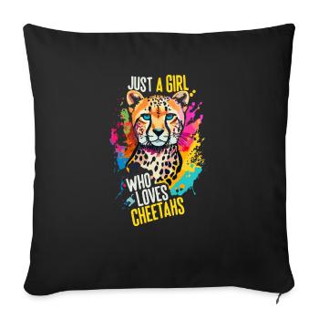 Just A Girl Who Loves Cheetahs Gepard - Sofa pillowcase 17,3'' x 17,3'' (45 x 45 cm) - black - Front