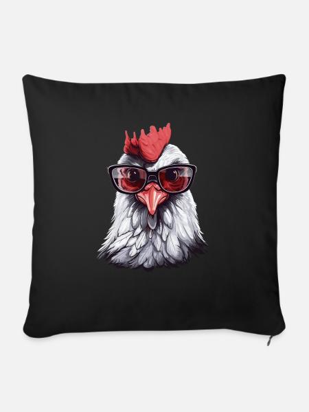 Chicken Brille - Sofakissenbezug 45 x 45 cm - Schwarz