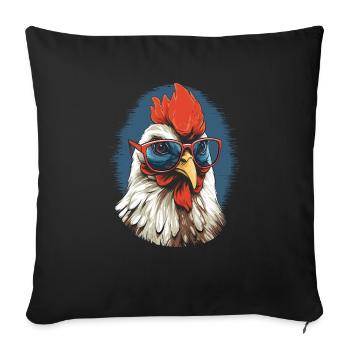 Chicken Brille - Sofakissenbezug 45 x 45 cm - Schwarz - Vorne