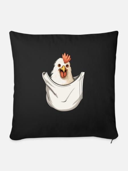 Chicken In Pocket - Sofakissenbezug 45 x 45 cm - Schwarz