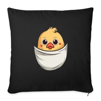 Chicken In Pocket - Sofakissenbezug 45 x 45 cm - Schwarz - Vorne