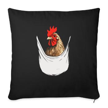 Chicken In Pocket - Sofakissenbezug 45 x 45 cm - Schwarz - Vorne