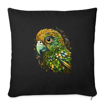 Wellensittich Sittich - Sofakissenbezug 45 x 45 cm - Schwarz - Vorne