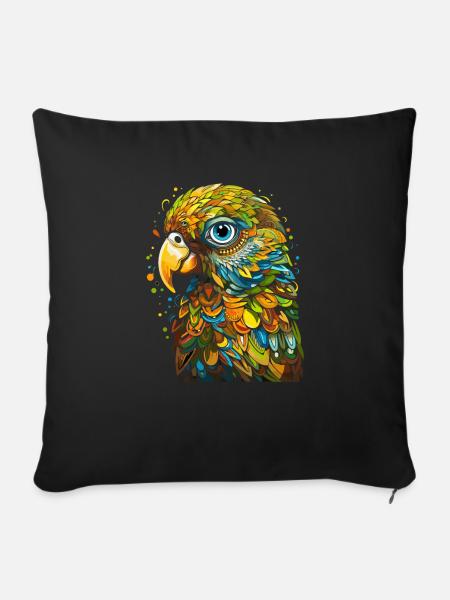Wellensittich Sittich - Sofakissenbezug 45 x 45 cm - Schwarz