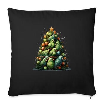 Wellensittich Sittich Weihnachten - Sofakissenbezug 45 x 45 cm - Schwarz - Vorne